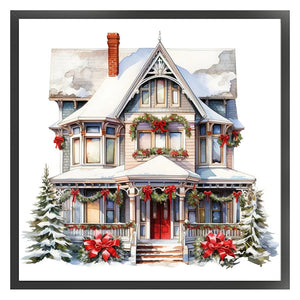Huancan - Christmas Cottage - 50*50CM 11CT 3 Stamped Cross Stitch