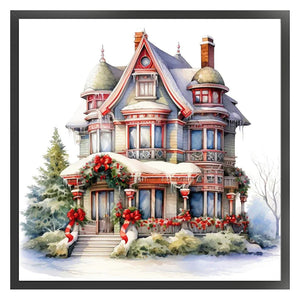 Huancan - Christmas Cottage - 50*50CM 11CT 3 Stamped Cross Stitch