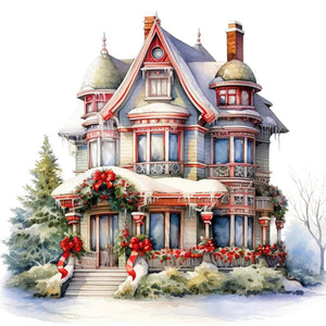 Huancan - Christmas Cottage - 50*50CM 11CT 3 Stamped Cross Stitch