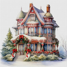 Load image into Gallery viewer, Huancan - Christmas Cottage - 50*50CM 11CT 3 Stamped Cross Stitch
