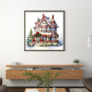 Huancan - Christmas Cottage - 50*50CM 11CT 3 Stamped Cross Stitch