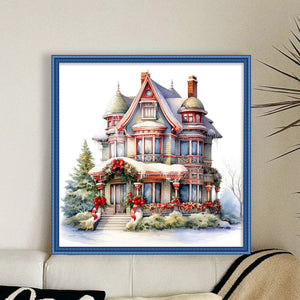 Huancan - Christmas Cottage - 50*50CM 11CT 3 Stamped Cross Stitch