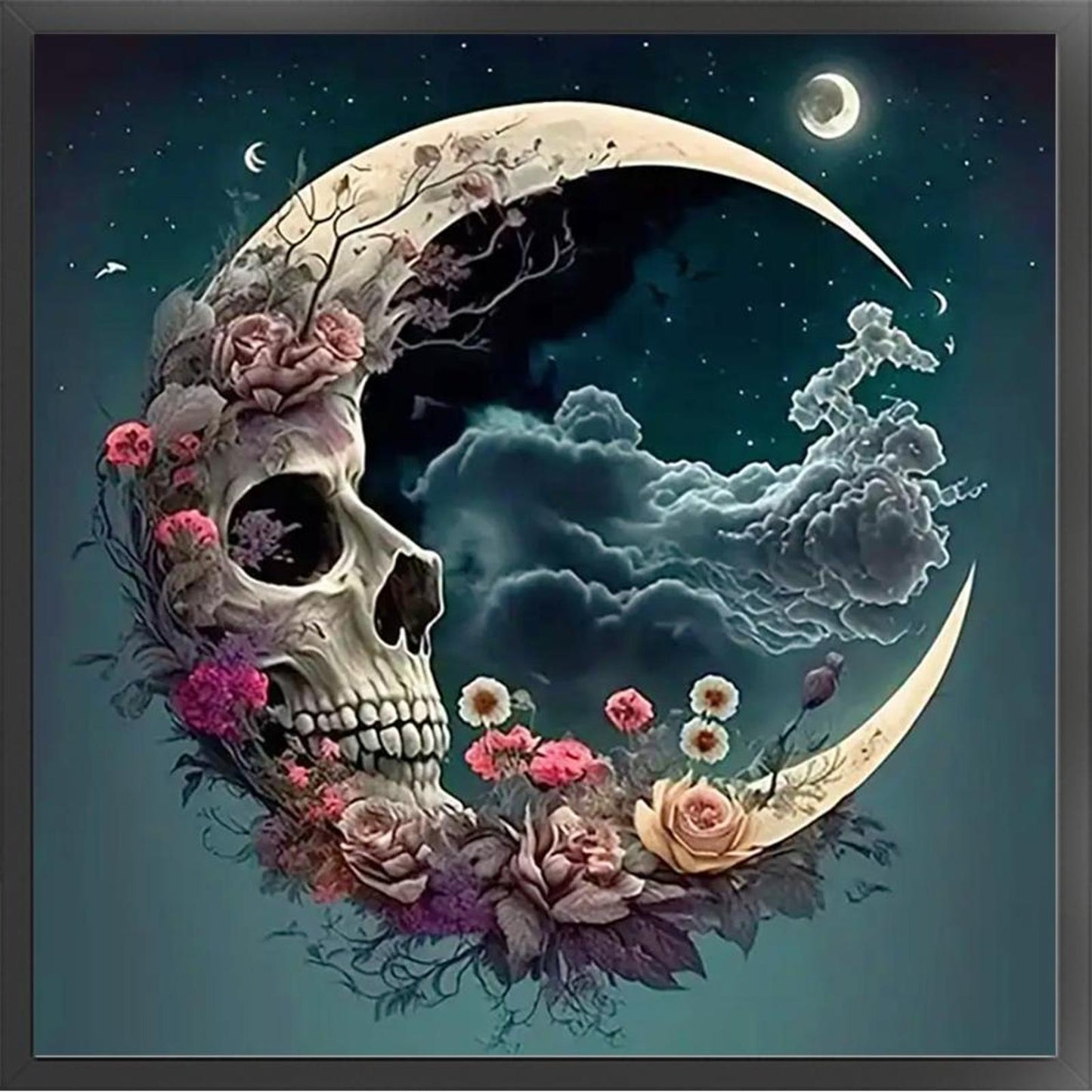Moon Skull - Full 11CT Stamped Cross Stitch 40x40CM - Yishu