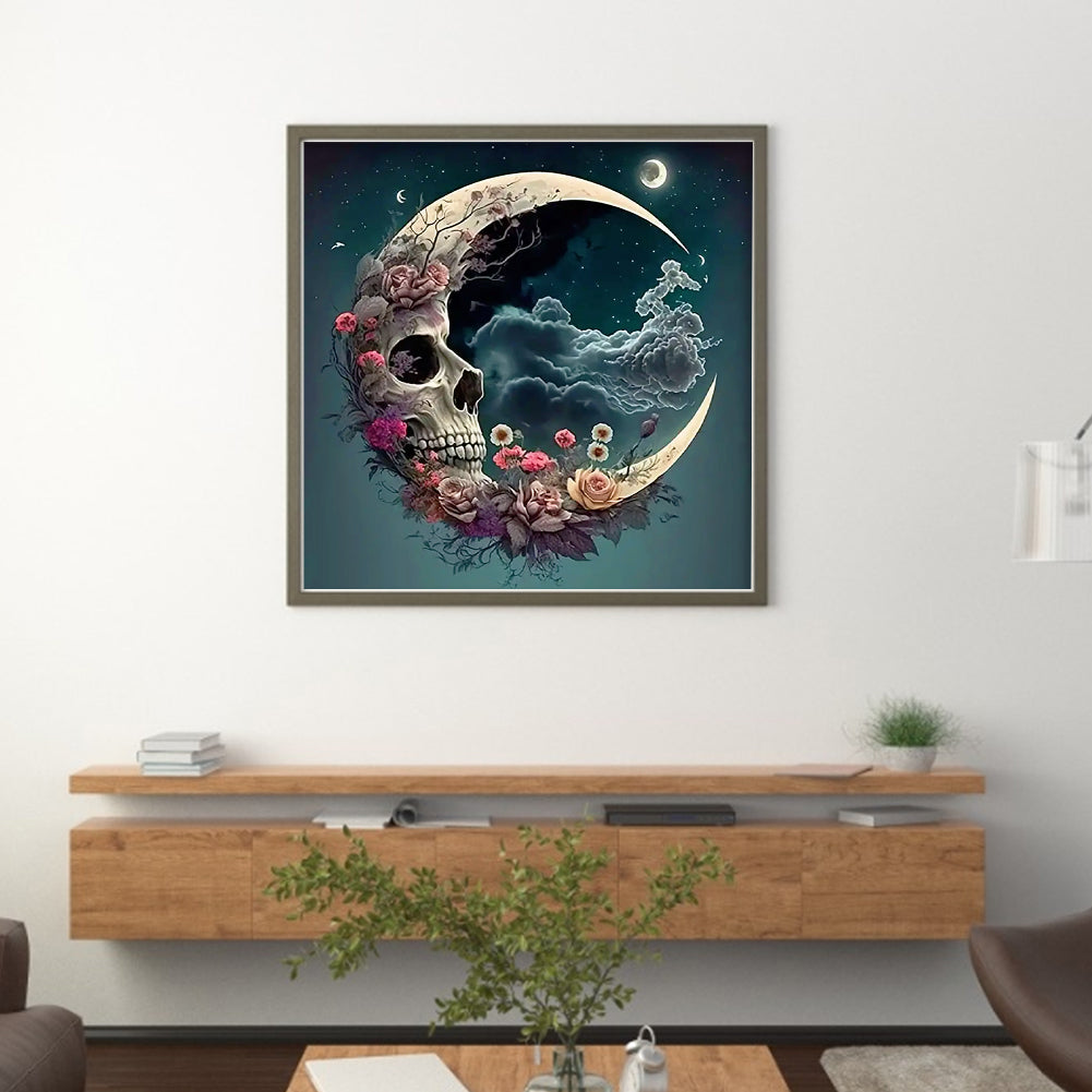Moon Skull - Full 11CT Stamped Cross Stitch 40x40CM - Yishu