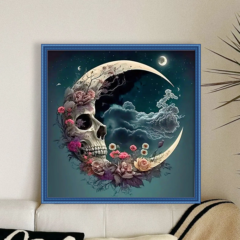 Moon Skull - Full 11CT Stamped Cross Stitch 40x40CM - Yishu