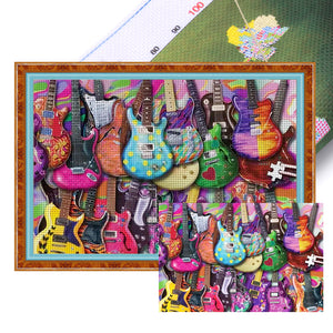 Yishu - Colorful Guitar - 60*40CM 11CT 3 Stamped Cross Stitch