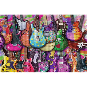 Yishu - Colorful Guitar - 60*40CM 11CT 3 Stamped Cross Stitch
