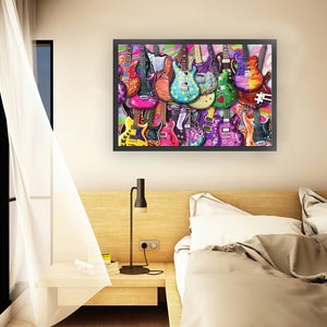 Yishu - Colorful Guitar - 60*40CM 11CT 3 Stamped Cross Stitch