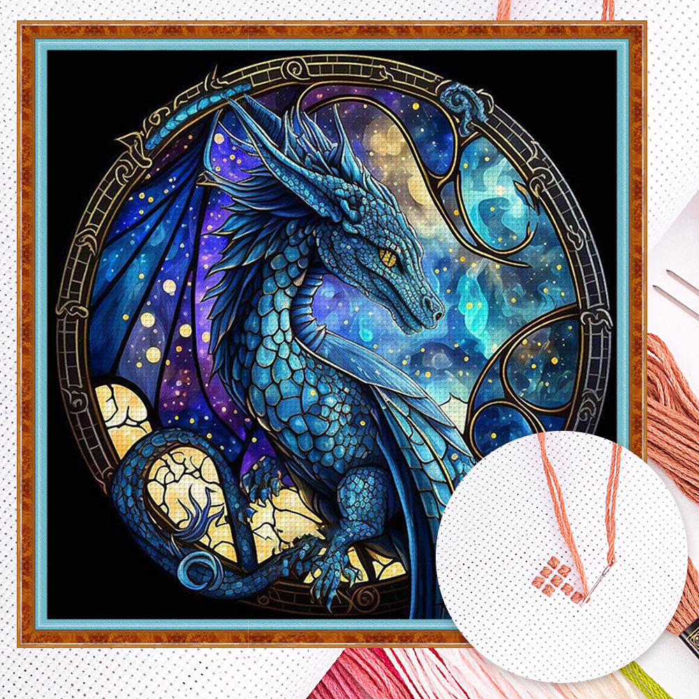 Glass Painting - Pterosaur - Full 11CT Counted Cross Stitch 40x40CM - Huacan