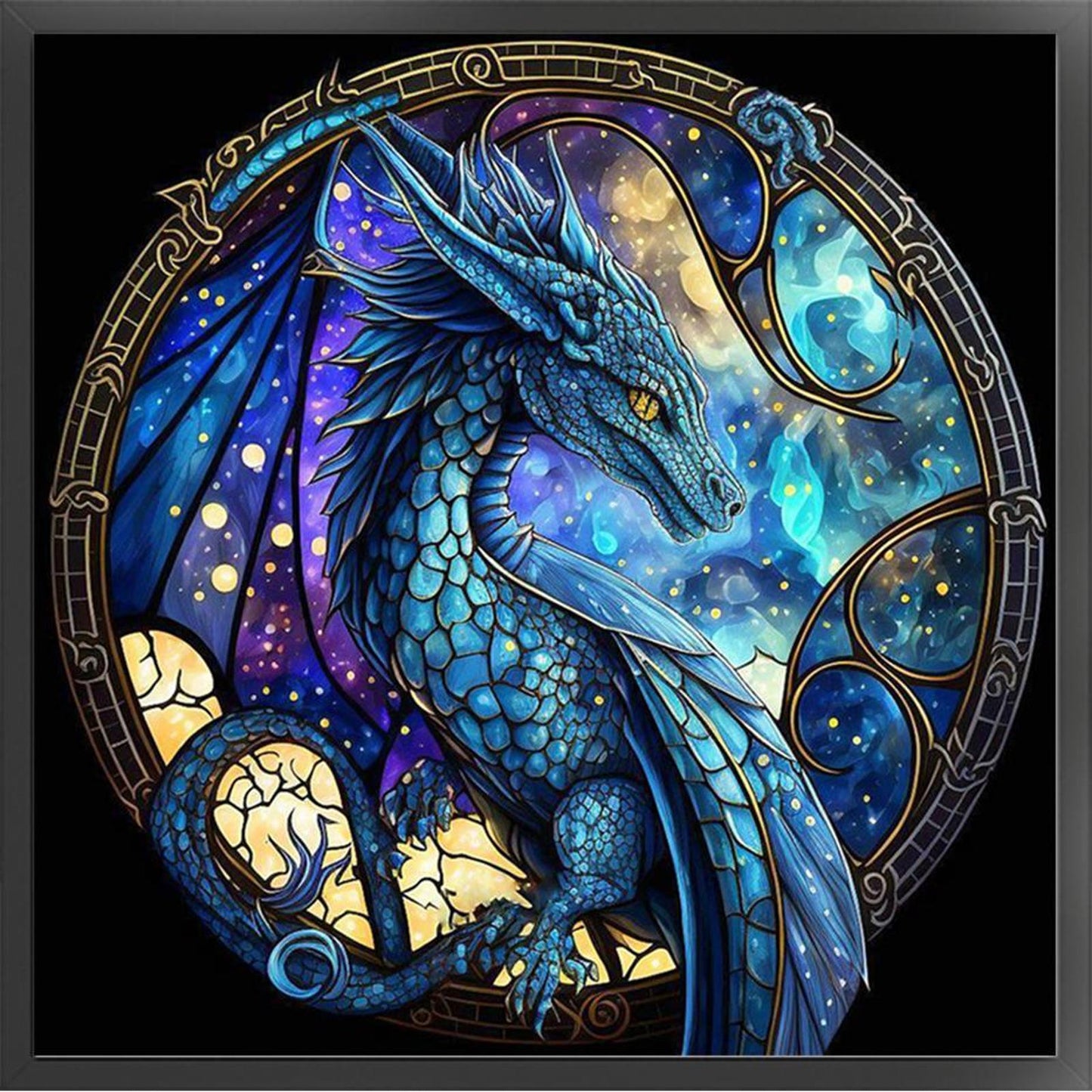 Glass Painting - Pterosaur - Full 11CT Counted Cross Stitch 40x40CM - Huacan