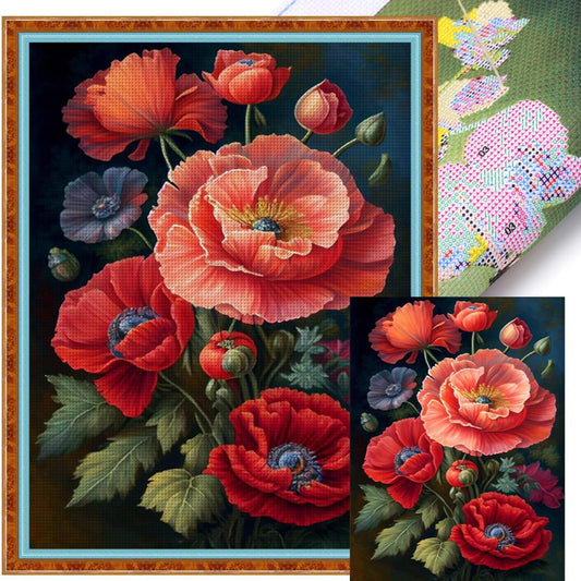 Poppy - Full 11CT Stamped Cross Stitch 40x55CM - Band