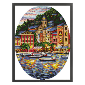 Joy Sunday - Seaside Town - 34*46CM 14CT 2 Stamped Cross Stitch