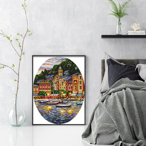 Joy Sunday - Seaside Town - 34*46CM 14CT 2 Stamped Cross Stitch