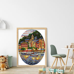 Joy Sunday - Seaside Town - 34*46CM 14CT 2 Stamped Cross Stitch