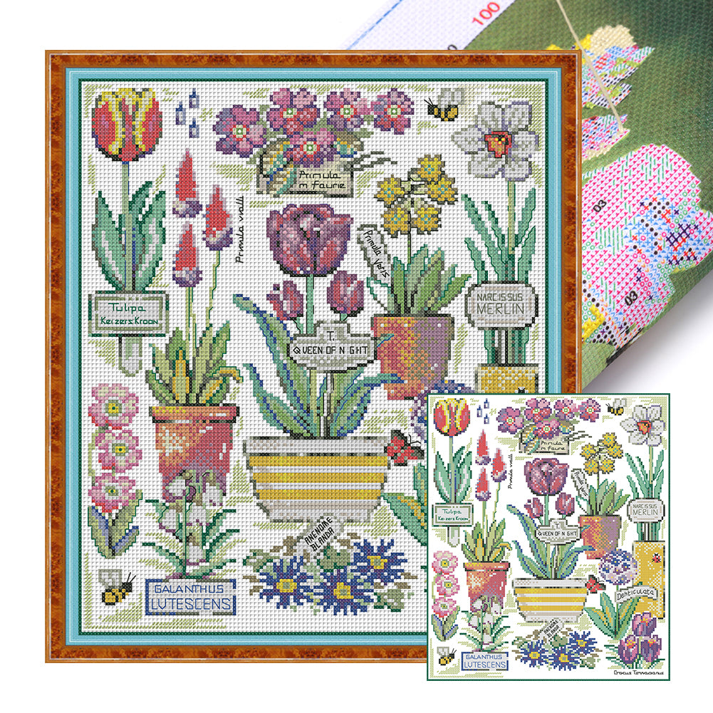 Joy Sunday - Flowers In The Botanical Garden - 33*38CM 14CT 2 Stamped Cross Stitch