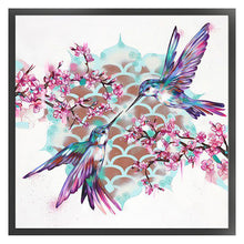 Load image into Gallery viewer, Yishu - Hummingbirds And Peach Blossoms - 40*40CM 11CT 3 Stamped Cross Stitch

