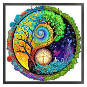 Yishu - Tai Chi Diagram - Tree Of Life - 40*40CM 11CT 3 Stamped Cross Stitch