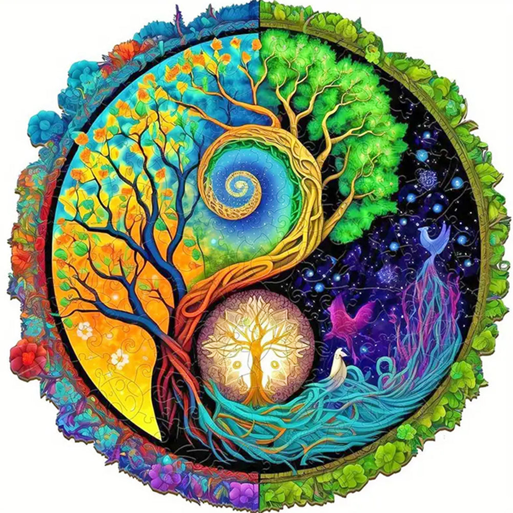Yishu - Tai Chi Diagram - Tree Of Life - 40*40CM 11CT 3 Stamped Cross Stitch