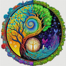 Load image into Gallery viewer, Yishu - Tai Chi Diagram - Tree Of Life - 40*40CM 11CT 3 Stamped Cross Stitch
