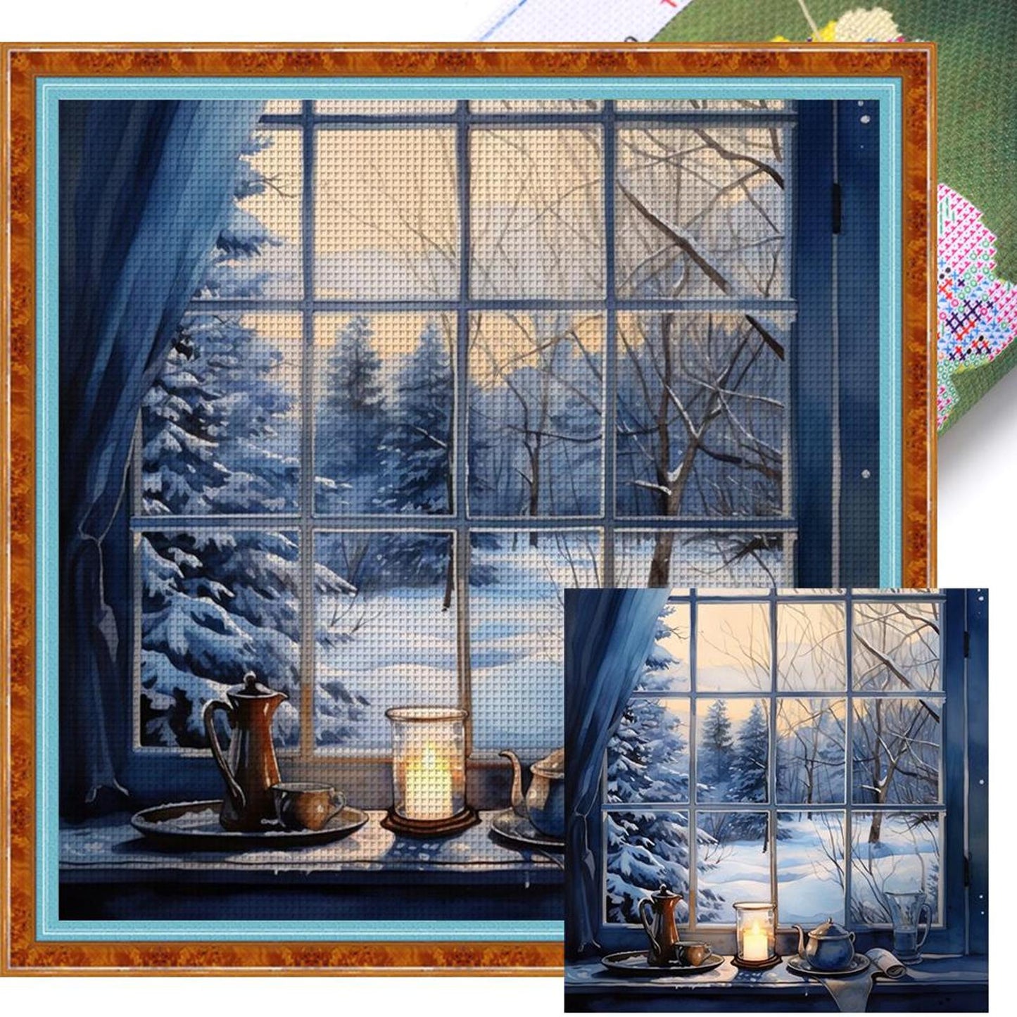 Snowscape Outside Window - Full 11CT Stamped Cross Stitch 50x50CM - Yishu