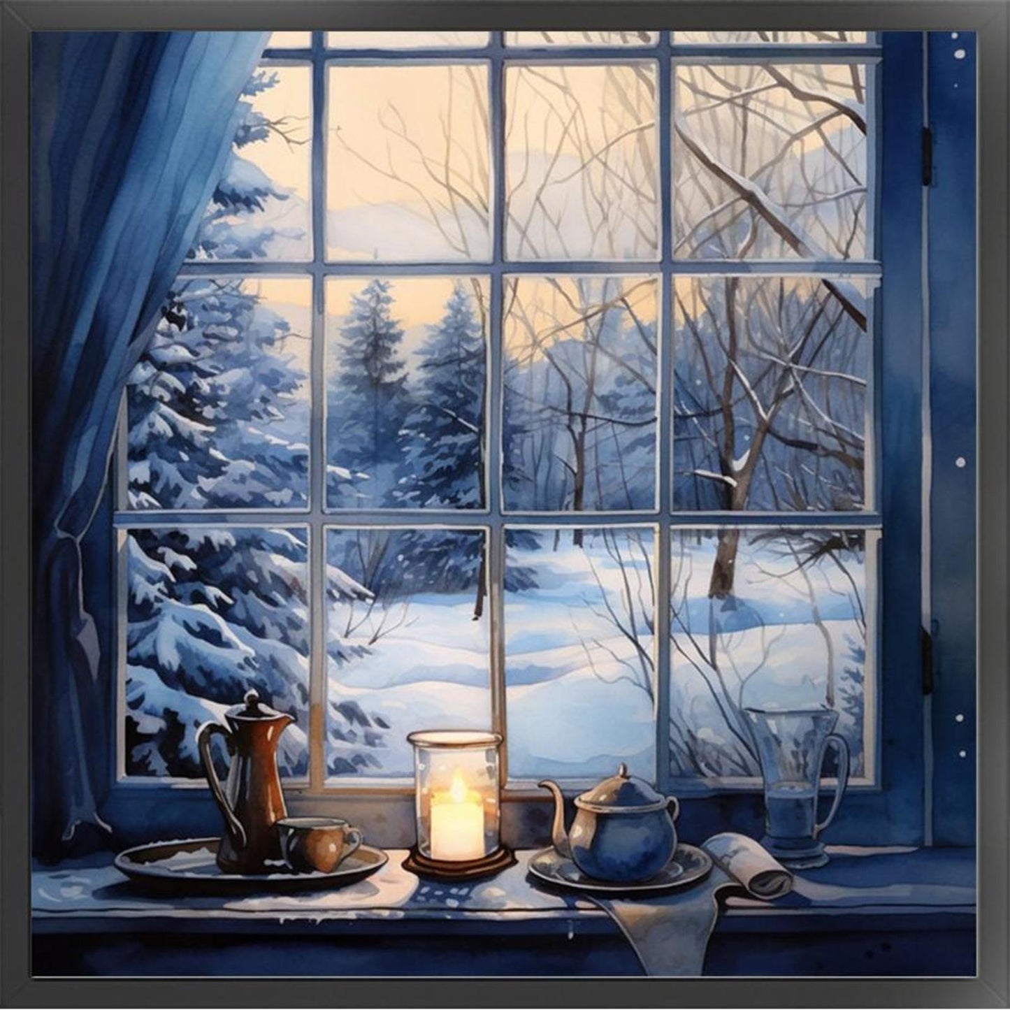 Snowscape Outside Window - Full 11CT Stamped Cross Stitch 50x50CM - Yishu