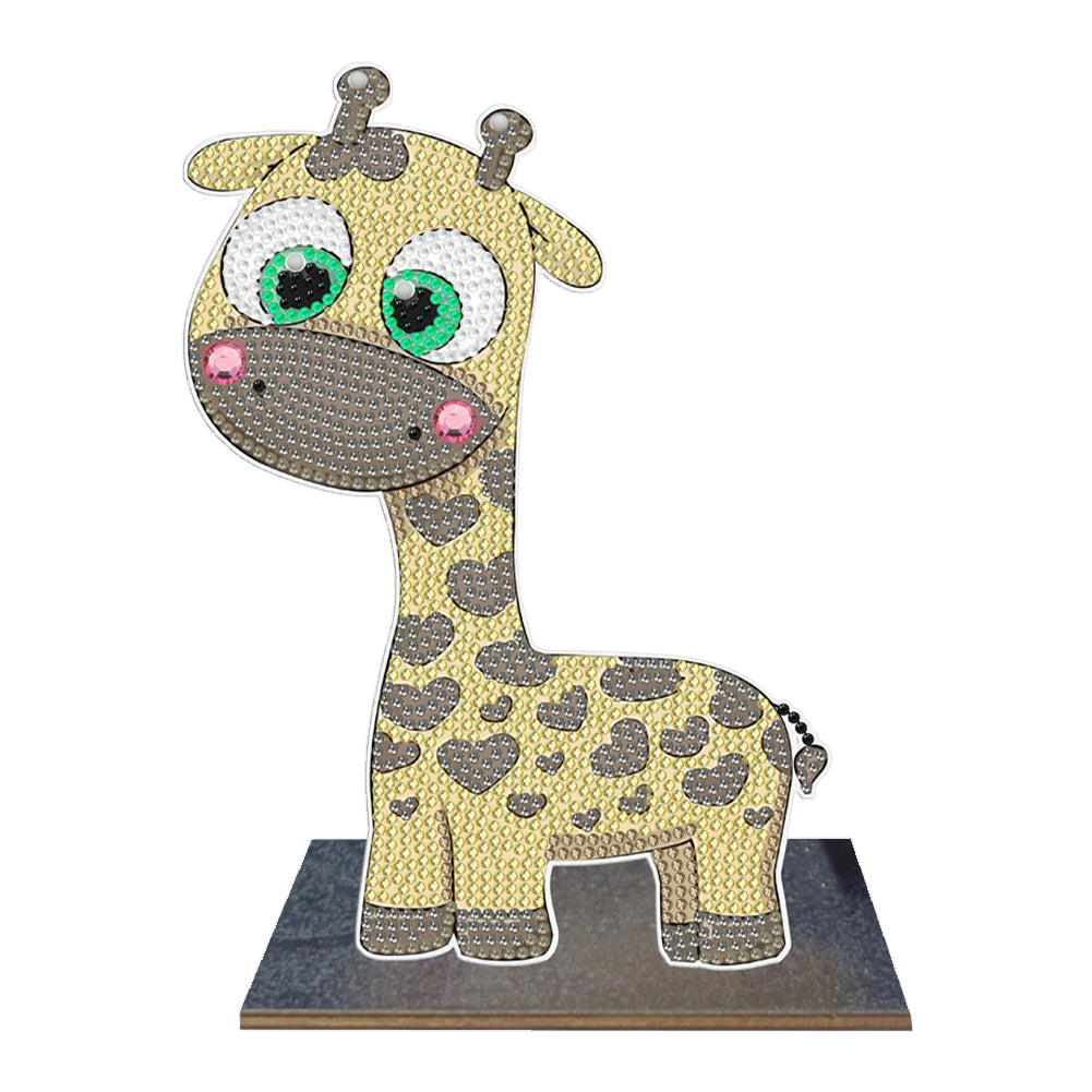 Wooden Desktop Diamond Painting Ornament Diamond Table Decor (Baby Giraffe 4)