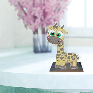 Wooden Desktop Diamond Painting Ornament Diamond Table Decor (Baby Giraffe 4)