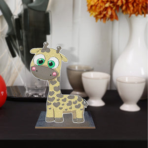 Wooden Desktop Diamond Painting Ornament Diamond Table Decor (Baby Giraffe 4)