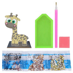 Wooden Desktop Diamond Painting Ornament Diamond Table Decor (Baby Giraffe 4)