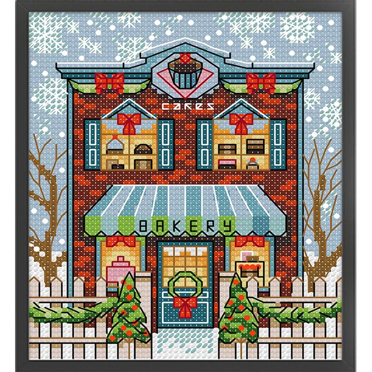 Christmas Cabin - Full 14CT Stamped Cross Stitch 15x17CM - Joy Sunday Backstitch