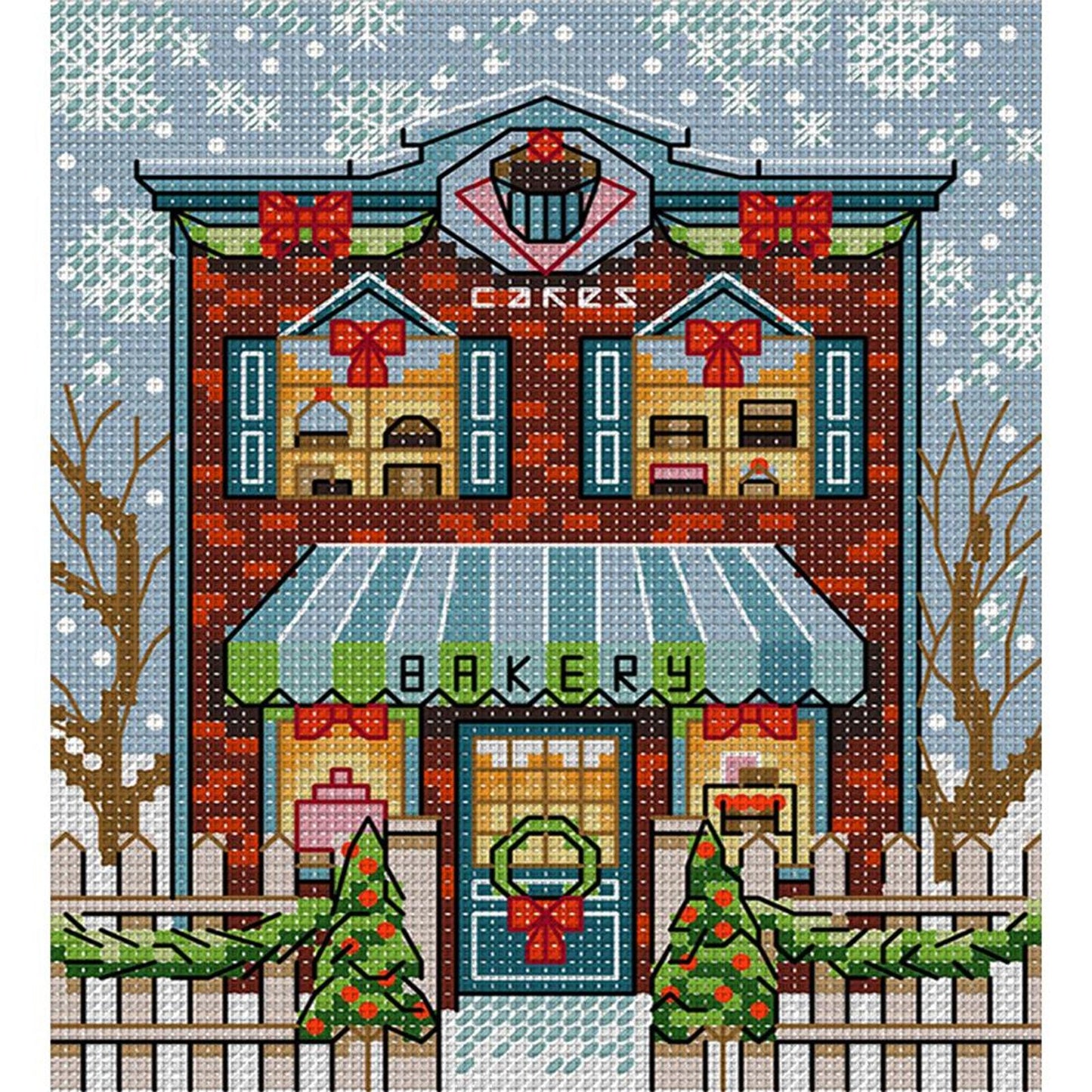 Christmas Cabin - Full 14CT Stamped Cross Stitch 15x17CM - Joy Sunday Backstitch