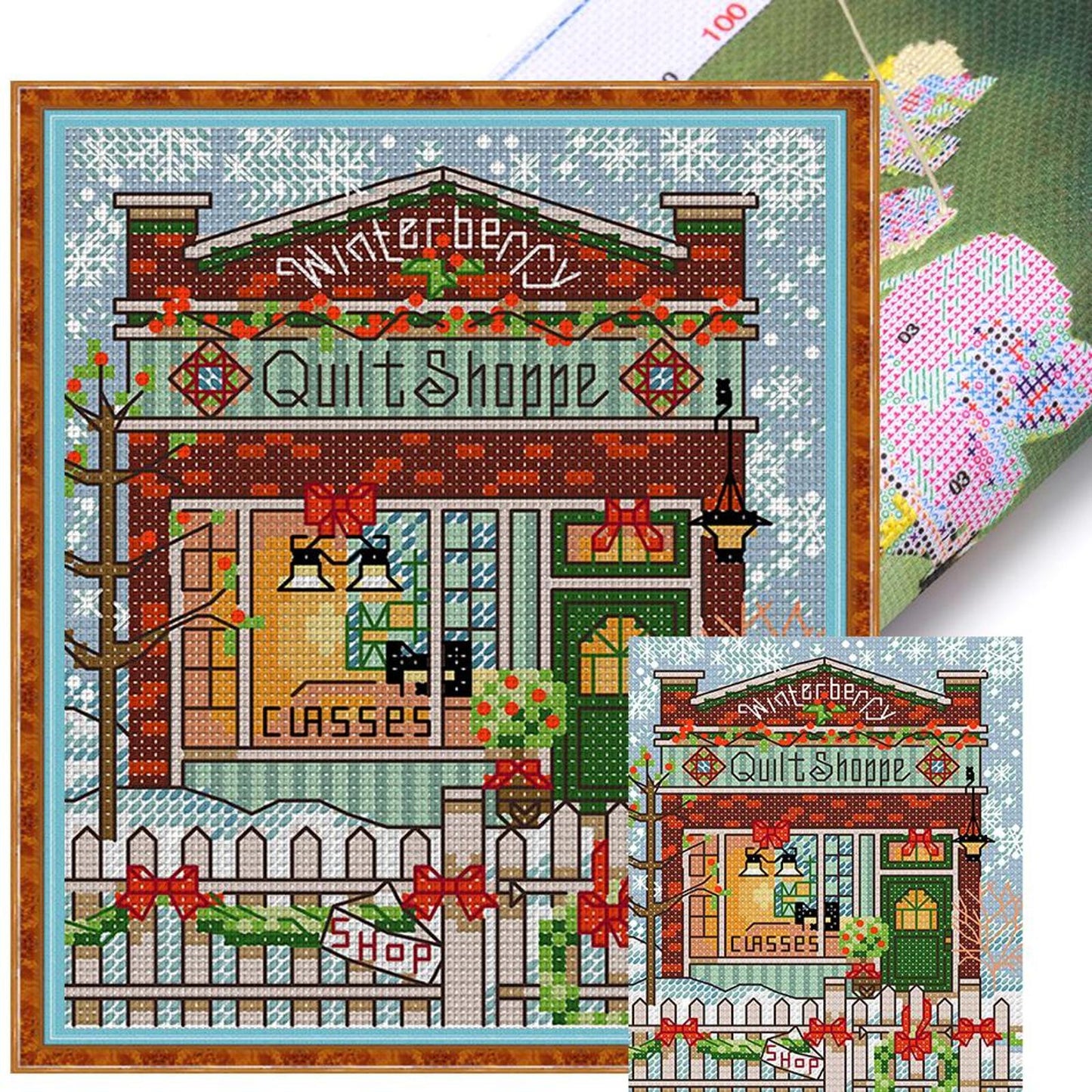 Christmas Cabin - Full 14CT Stamped Cross Stitch 15x17CM - Joy Sunday Backstitch