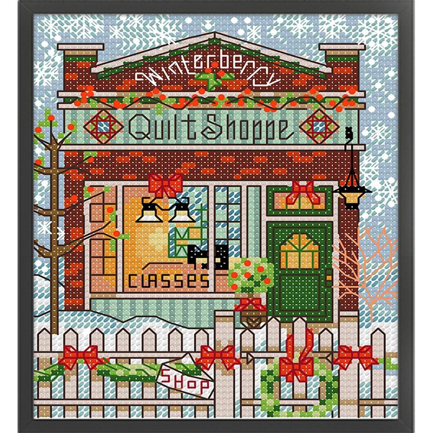 Christmas Cabin - Full 14CT Stamped Cross Stitch 15x17CM - Joy Sunday Backstitch
