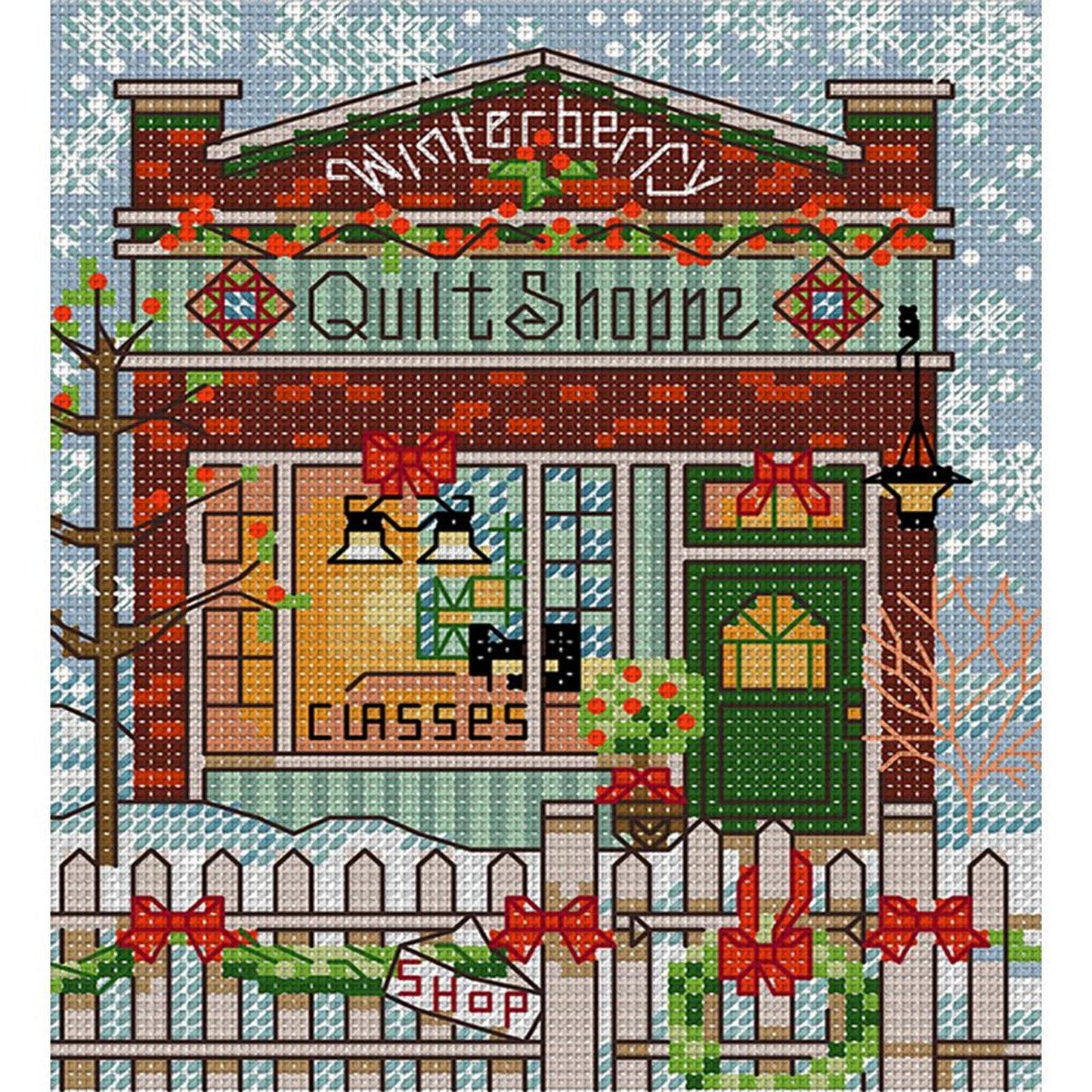 Christmas Cabin - Full 14CT Stamped Cross Stitch 15x17CM - Joy Sunday Backstitch