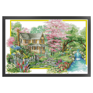 Joy Sunday - Flower Villa - 68*48CM 14CT 2 Stamped Cross Stitch