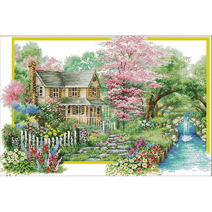 Joy Sunday - Flower Villa - 68*48CM 14CT 2 Stamped Cross Stitch