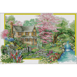 Joy Sunday - Flower Villa - 68*48CM 14CT 2 Stamped Cross Stitch