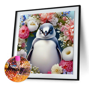 Penguin And Flowers 30*30CM(Canvas) Full Round Drill Diamond Painting