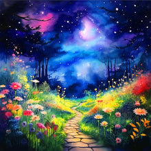 Load image into Gallery viewer, Night Scene Of Country Road 40*40CM(Canvas) Full Round Drill Diamond Painting
