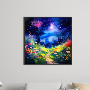 Night Scene Of Country Road 40*40CM(Canvas) Full Round Drill Diamond Painting