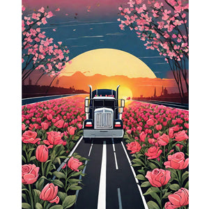 Car On The Road 40*50CM(Canvas) Full Round Drill Diamond Painting