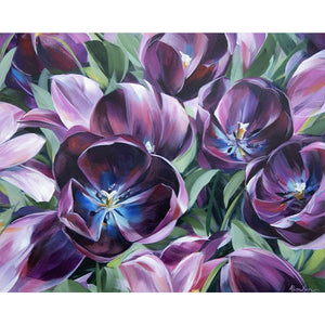 Purple Tulips 50*40CM(Picture) Full Round Drill Diamond Painting