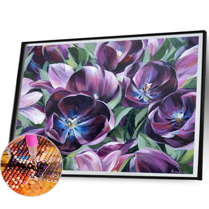 Purple Tulips 50*40CM(Picture) Full Round Drill Diamond Painting
