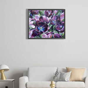 Purple Tulips 50*40CM(Picture) Full Round Drill Diamond Painting