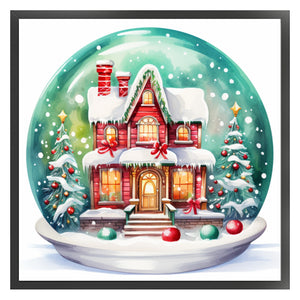 Yishu - Christmas Igloo Crystal Ball - 50*50CM 11CT 3 Stamped Cross Stitch
