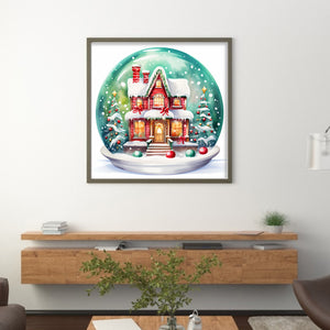 Yishu - Christmas Igloo Crystal Ball - 50*50CM 11CT 3 Stamped Cross Stitch