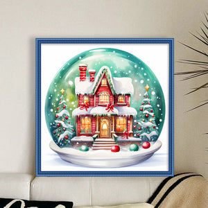 Yishu - Christmas Igloo Crystal Ball - 50*50CM 11CT 3 Stamped Cross Stitch
