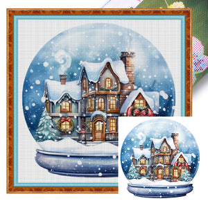 Yishu - Christmas Igloo Crystal Ball - 50*50CM 11CT 3 Stamped Cross Stitch