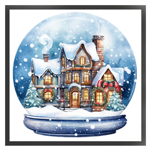 Yishu - Christmas Igloo Crystal Ball - 50*50CM 11CT 3 Stamped Cross Stitch