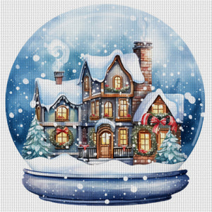 Yishu - Christmas Igloo Crystal Ball - 50*50CM 11CT 3 Stamped Cross Stitch